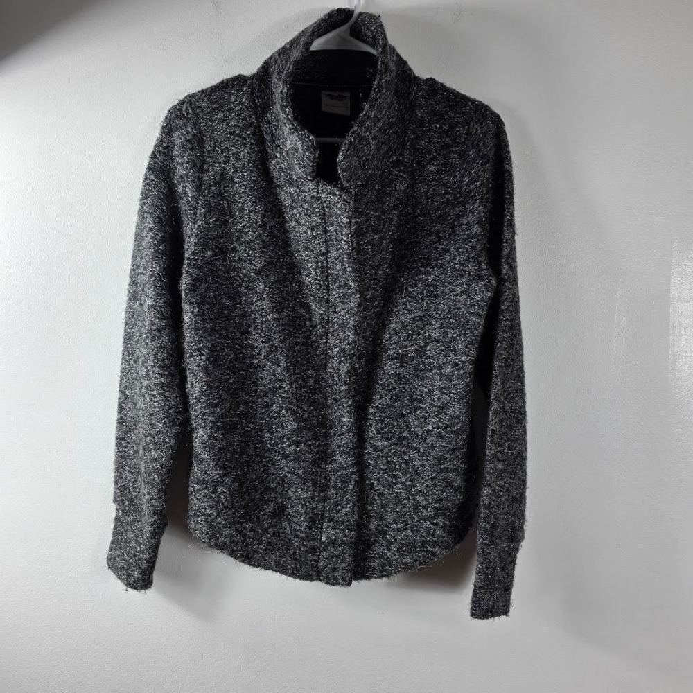 Harley Davidson Women's Knit Sweater Jacket Charcoal ‎ Mock Neck Biker Sz Med